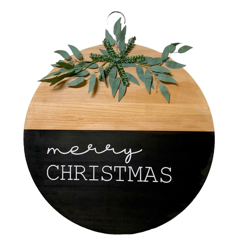 Farmhouse 28.5” Brown & Black Wood Ornament Merry Christmas Wall Decor
